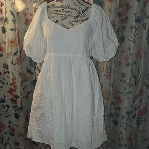 Old Navy White Puff-Sleeve Cotton Dress